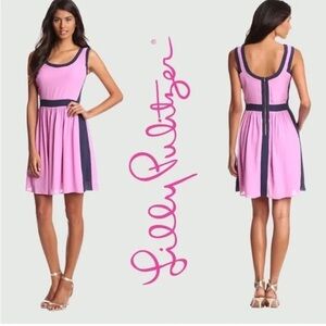 Lilly Pulitzer Pink and Navy Contrast Fit-and-Flare Dress
